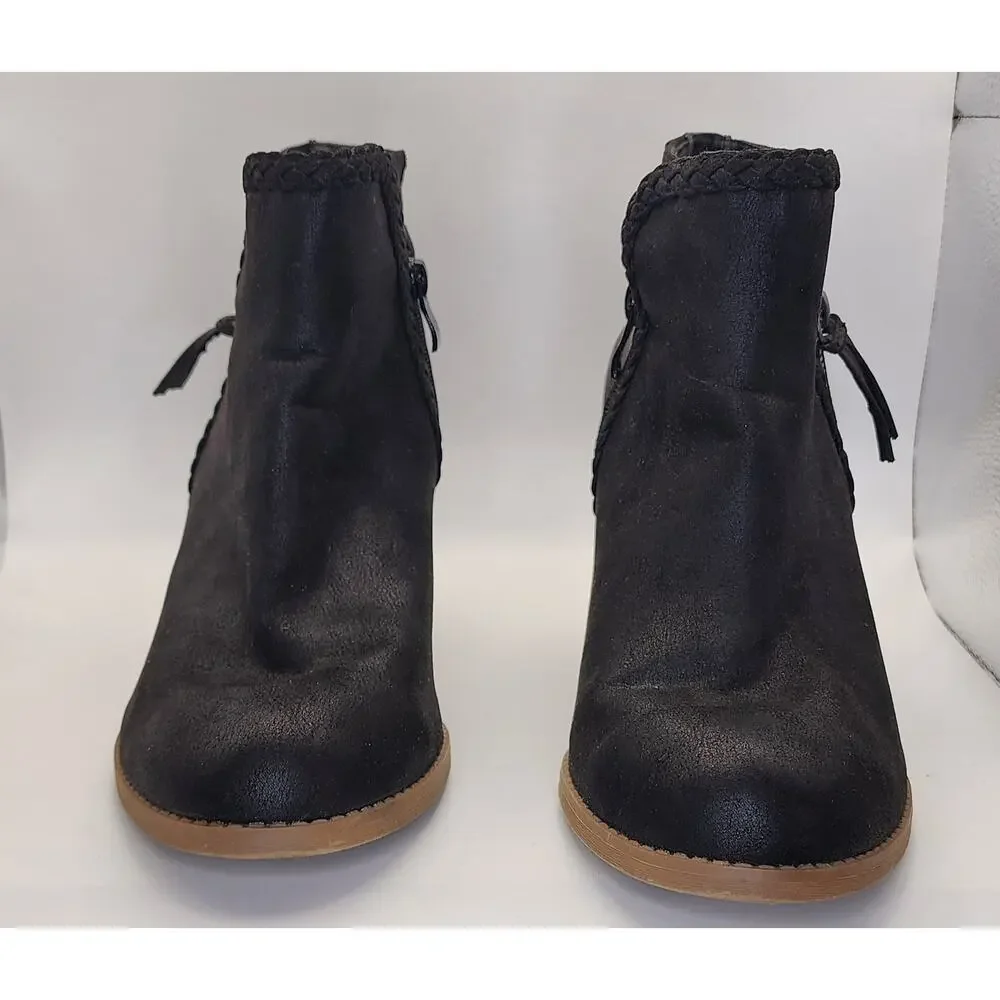 Torrid Women’s Black Ankle Booties‎ Braided Trim Side Zip Size 11W